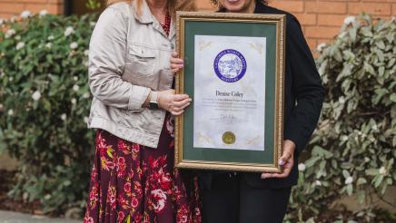 Assemblymember Gail Pellerin with Denise Coley