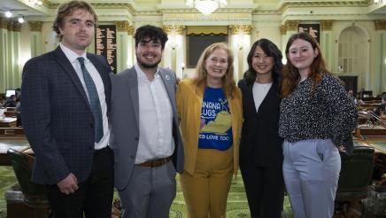 Assemblymember Gail Pellerin presents Banana Slug Art Contest Winners on Assembly Floor