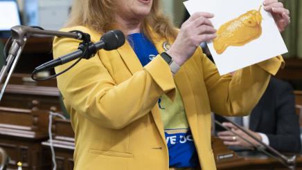 Assemblymember Gail Pellerin presents Banana Slug Art Contest Winners on Assembly Floor